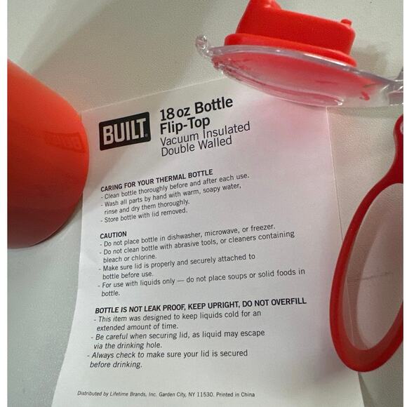 Built Insulated 18oz stainless steel Hot Cocoa  thermos w/flip top Red NWT - Picture 6 of 8